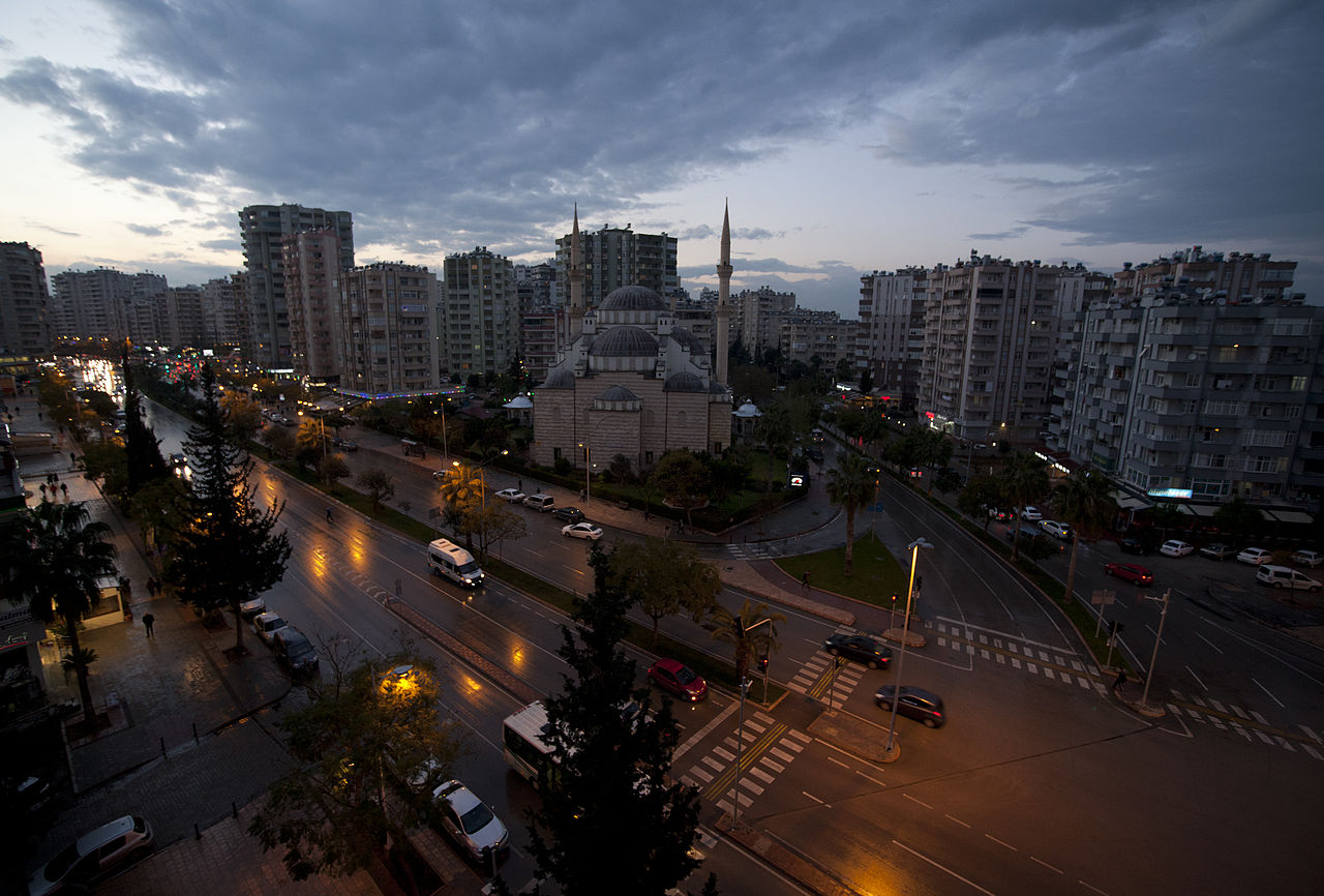 An evening view of Turgut Özal Blvd. in Çukurova, Adana - Turkey